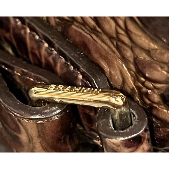 Brahmin Mini Asher Satchel Pecan Melbourne Croc Embossed Crossbody/Double Handle - Picture 11 of 12